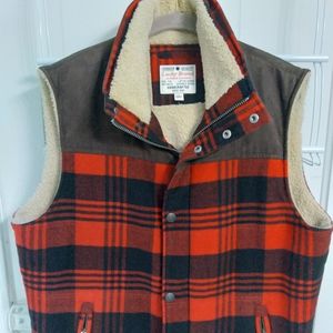 Lucky Brand sherpa buffalo check vest